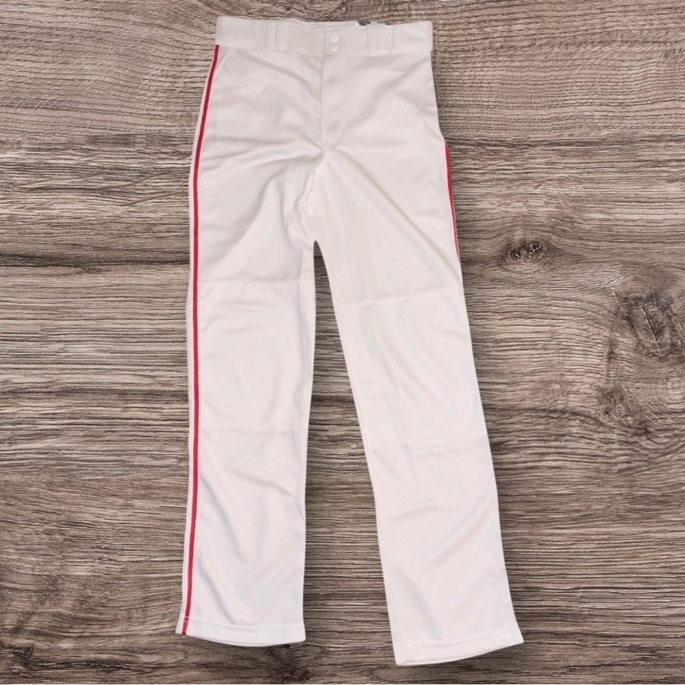 CHAMPRO MVP Youth Open Bottom Baseball Pants White Red Braid XL ~ NWT - Picture 4 of 5